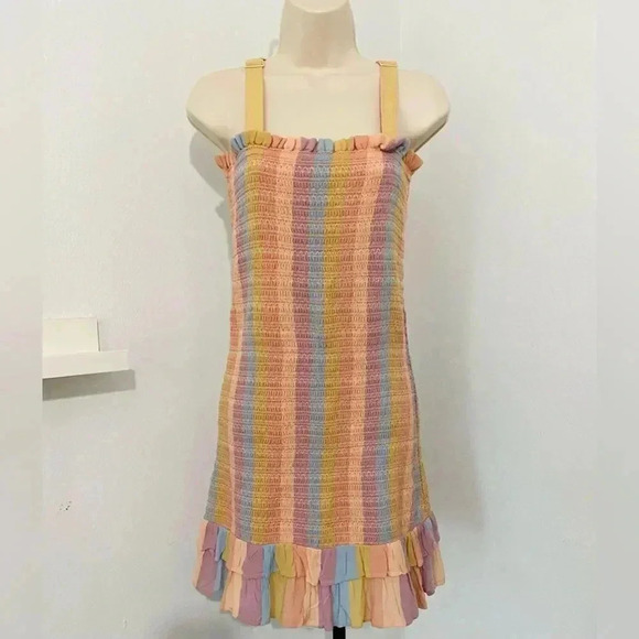 New American Eagle Smocked Dress Mini Picnic Print - Picture 2 of 7